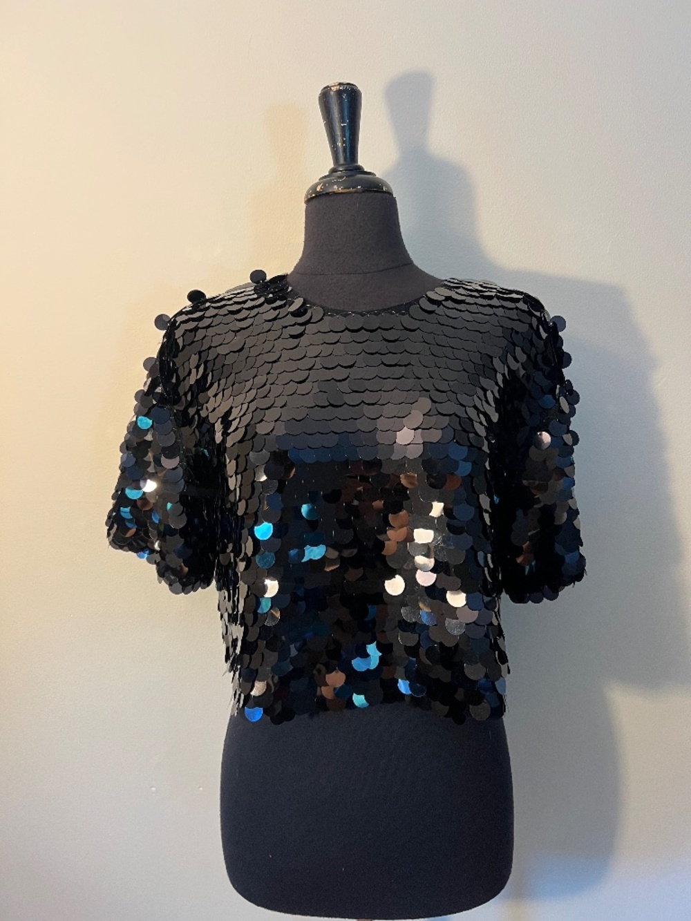 A New Day Black Sequin oversize Crop Top